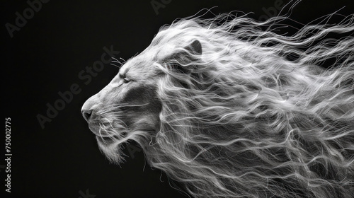 Fantastic lion head made of silver shining energy © Kondor83