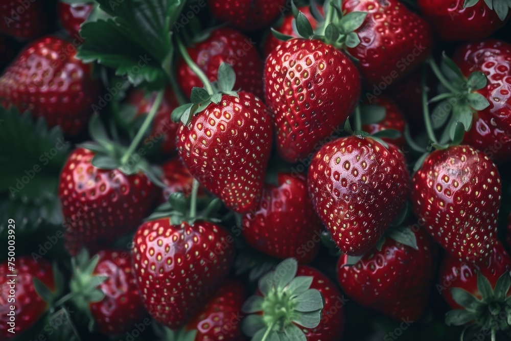Luscious Fresh Red Strawberries Amidst Leaves Luscious Fresh Red Strawberries Amidst Leaves