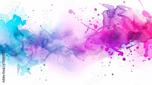 Vivid Blue and Purple Watercolor Splashes on White Background