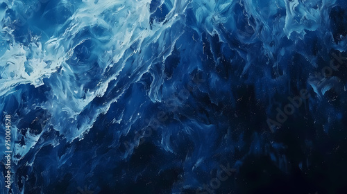 Aerial View of Turbulent Deep Blue Ocean Waves Abstract Background