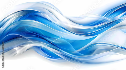 Abstract Blue Waves on White Background