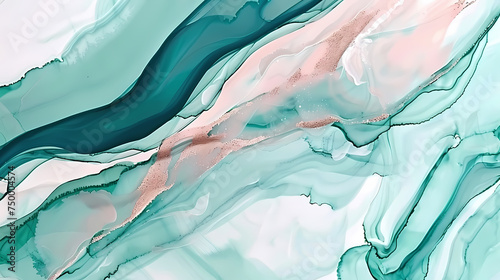 Abstract Swirls of Green in Fluid Art
