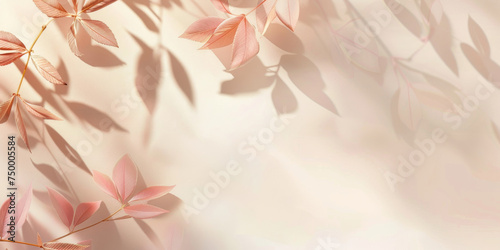 Serene Pastel Pink Leaves and Soft Shadows on a Warm Gradient Background