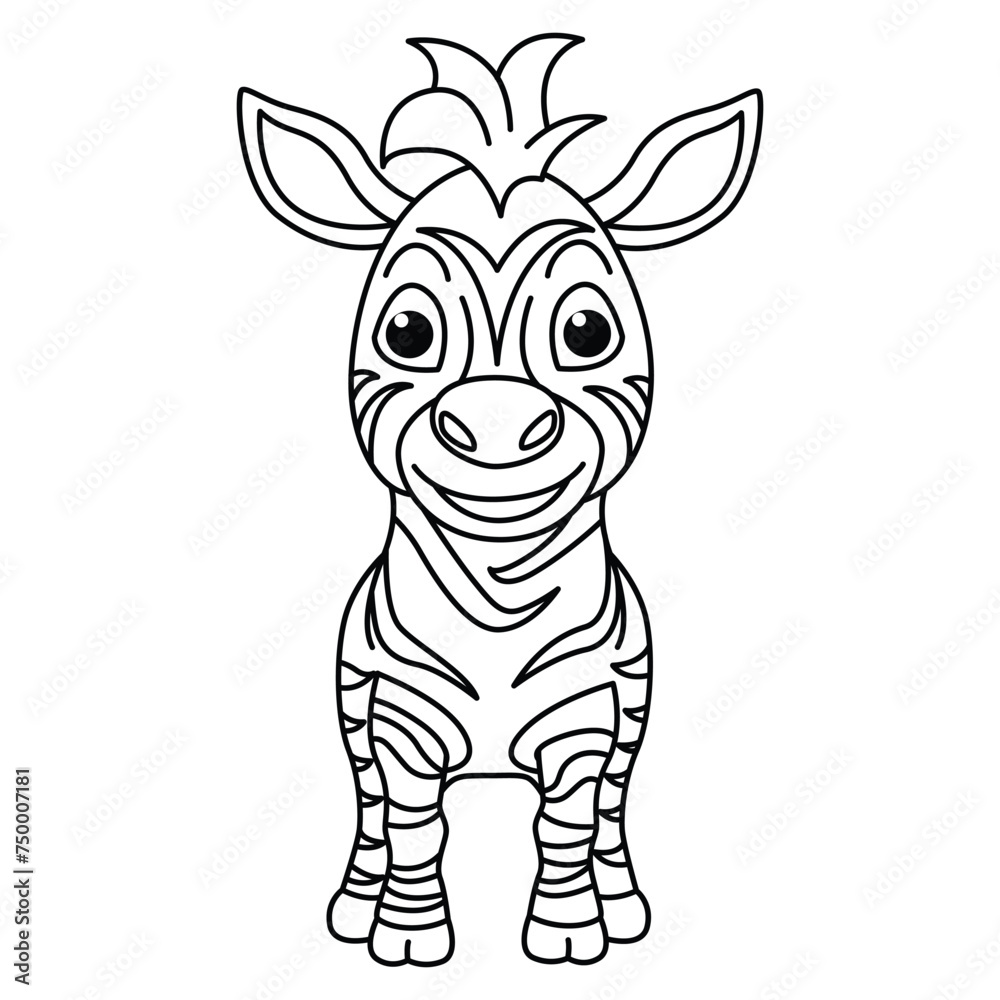 Obraz premium Funny zebra cartoon for coloring book.