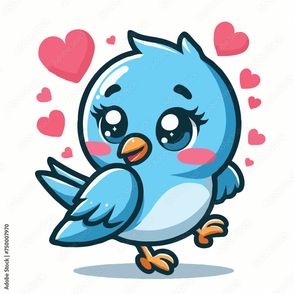 Fototapeta premium cute love bird vector on white background.