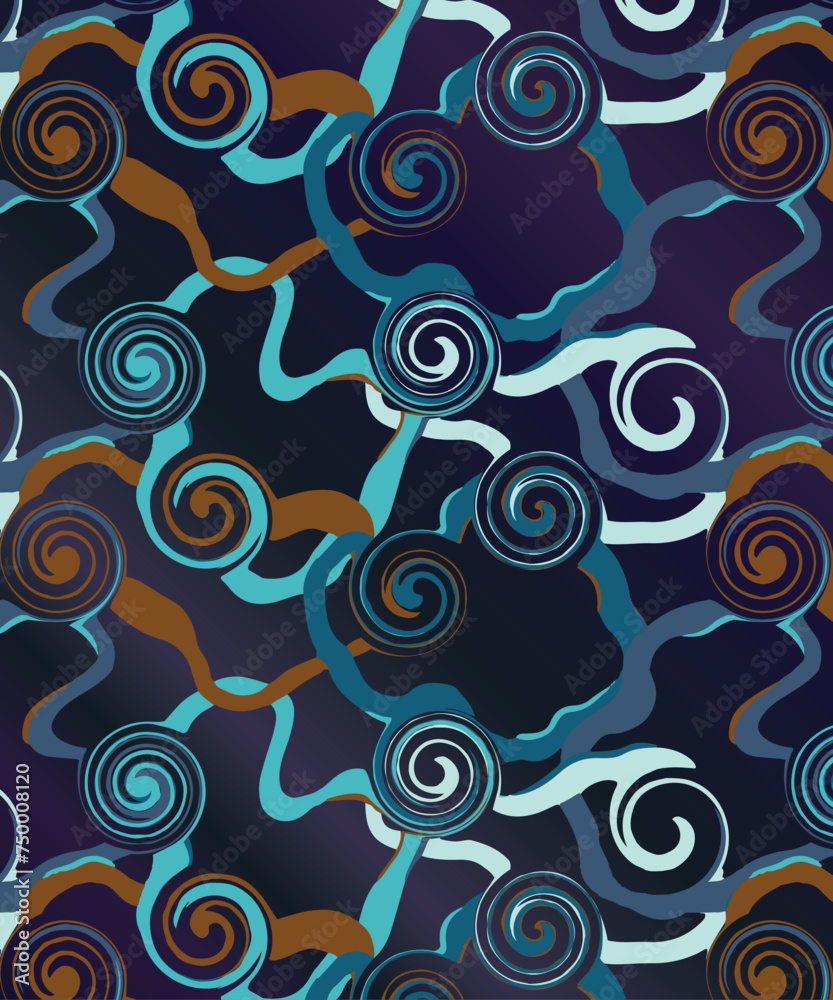 Abstract colorful spiral elements carpet pattern