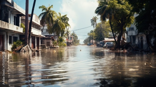 flooded streets , following a hurricane,Flooding and urban communities © CStock