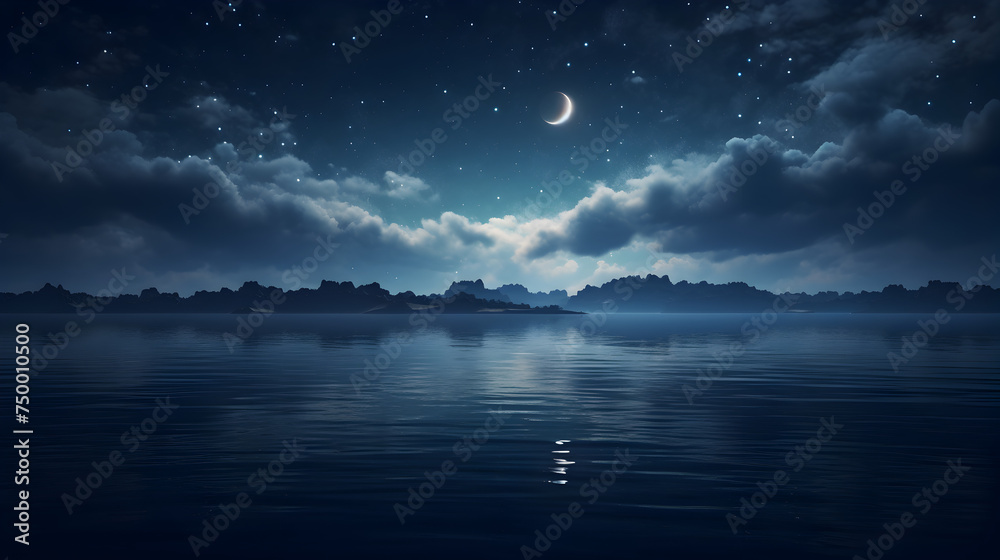 night sky with clouds and moon