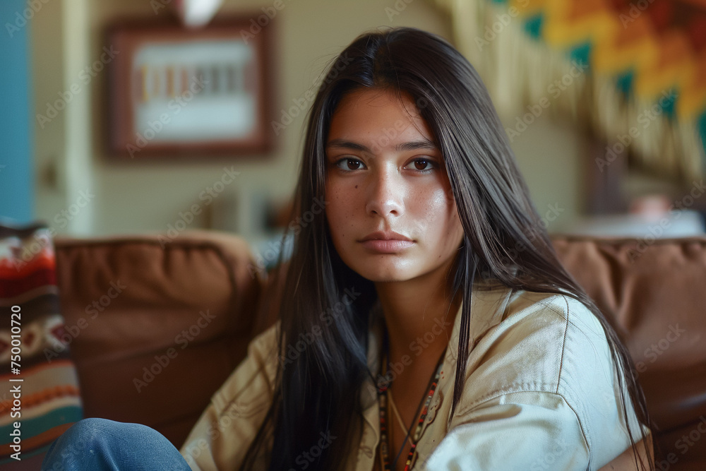Native American lady with a beautiful smile, portrait reflecting joy, style, and diversity. Native American lady with a beautiful smile, portrait reflecting joy, style, and diversity.