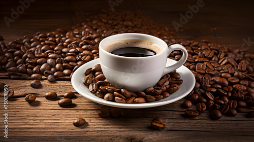 coffee beans and cup