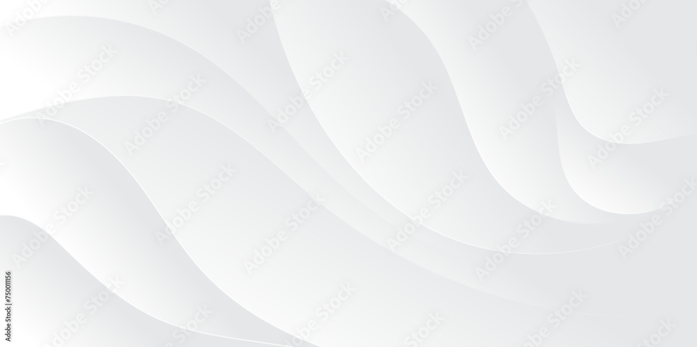 Fototapeta premium Abstract white and light gray wave modern soft luxury texture with smooth and clean vector subtle background illustration. Banner design.