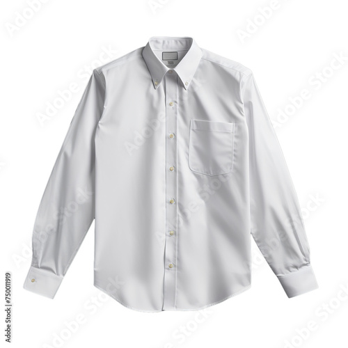 Obraz na płótnie A classic white button-down shirt with blank label isolated on transparent background, png w salonie