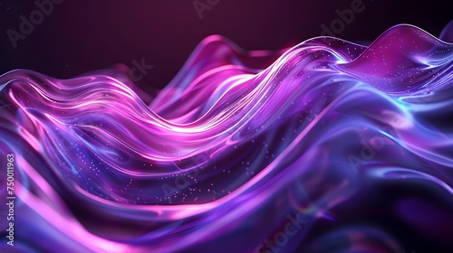Purple Abstract Wave Wallpaper in Neon Style photo