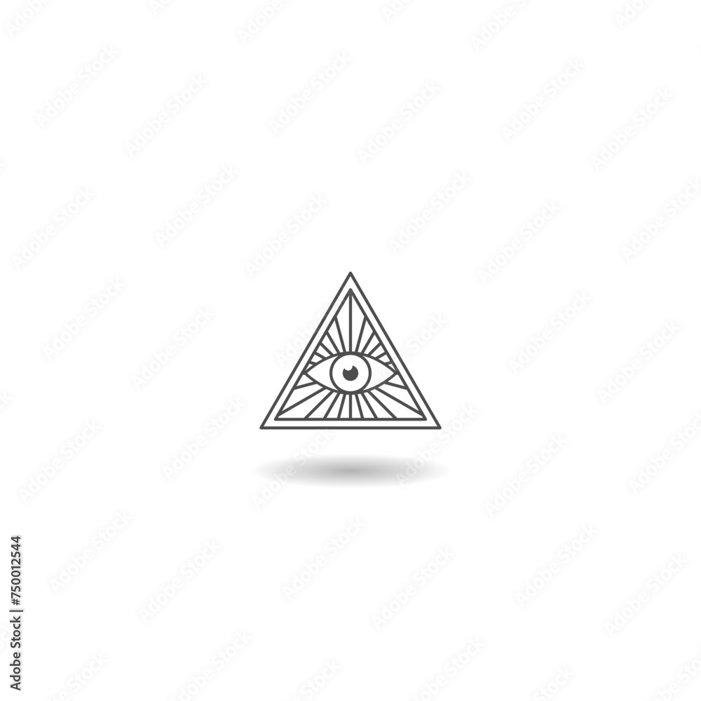 All seeing eye symbol icon with shadow