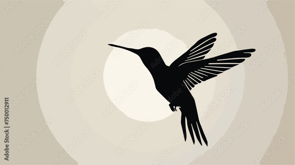 Fototapeta premium Flying Hummingbird Silhouette