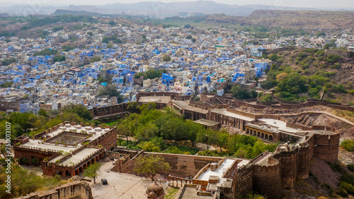 The Blue City and Mehrangarh Fort in Jodhpur. India