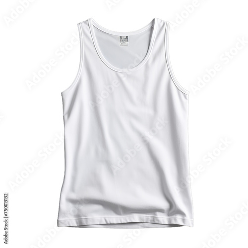 A classic white tank top with blank label isolated on transparent background, png