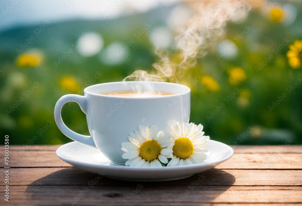 a cup of tea with chamomile. Selective focus. a cup of tea with chamomile. Selective focus.