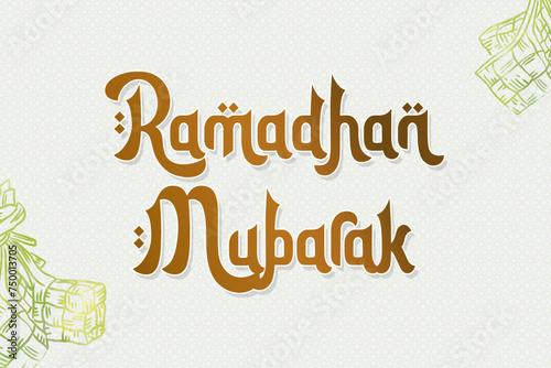 Ramadan Mubarak Typography Design with Ketupat