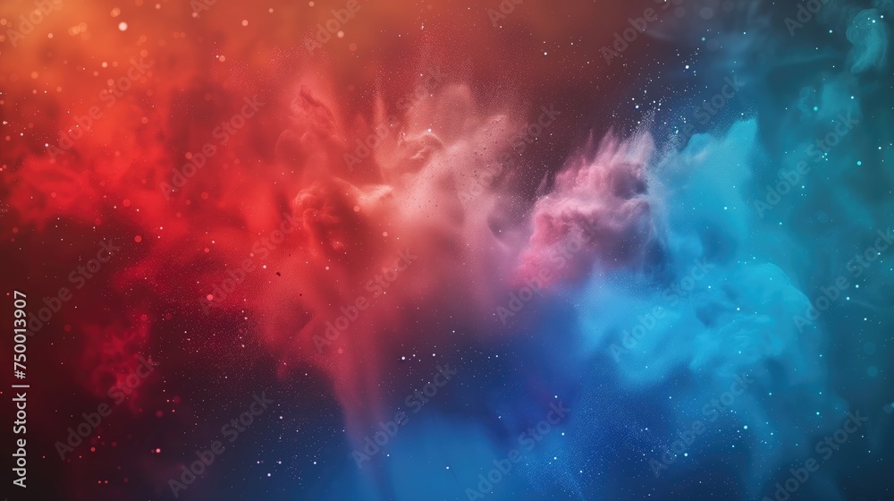 Fototapeta premium Vivid Blue and Red Cloud Illustration, Colorful Background