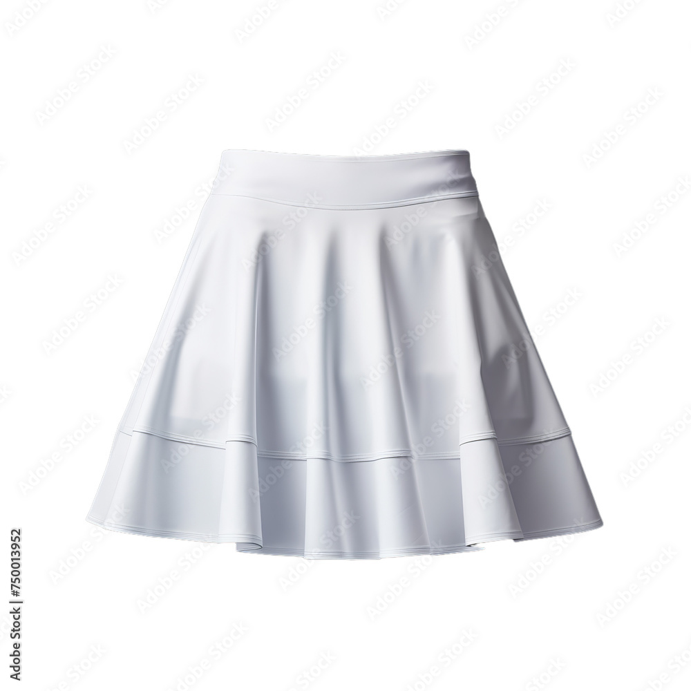 A classic white tennis skirt with blank label isolated on transparent background, png A classic white tennis skirt with blank label isolated on transparent background, png
