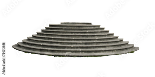 old stone staircase half-round isolated transparent png	