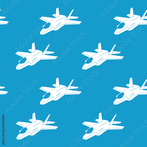 Fighter jet vector seamless pattern