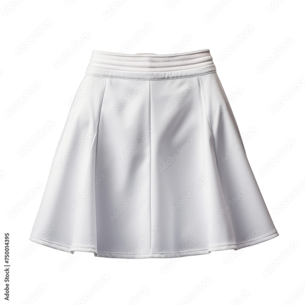 A classic white tennis skirt with blank label isolated on transparent background, png A classic white tennis skirt with blank label isolated on transparent background, png