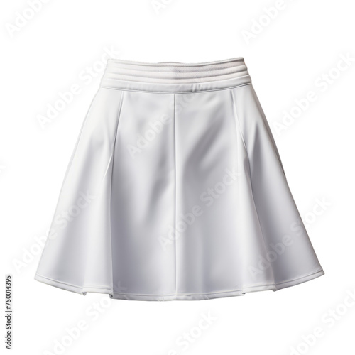A classic white tennis skirt with blank label isolated on transparent background, png