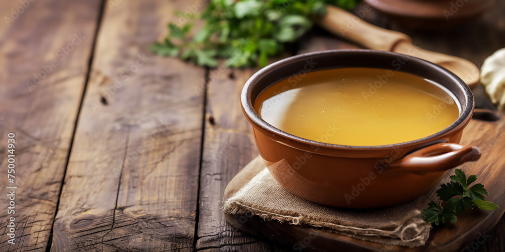 Homemade golden vegetable Beef Bone Broth full of nutrition and health benefits. Homemade golden vegetable Beef Bone Broth full of nutrition and health benefits.
