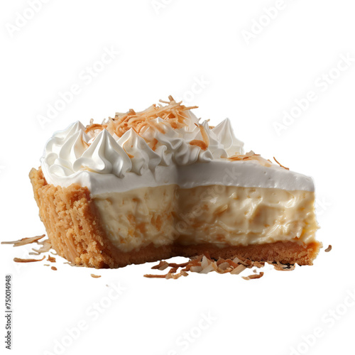 A coconut cream pie isolated on transparent background, png photo