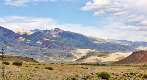 panorama with red and green mountains