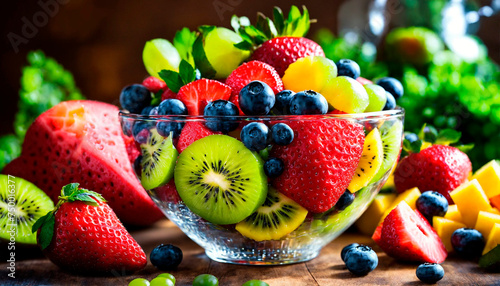 Wallpaper Mural fruit salad in a plate. Selective focus. Torontodigital.ca