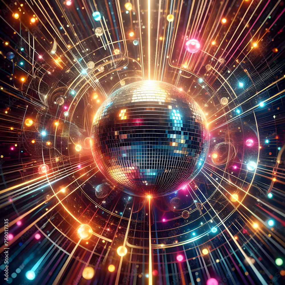 Obraz premium abstract background with glowing circles. technology, space, design, concept, energy, backdrop, science, texture, illustration, fractal, motion, element, movement, pattern, Ai generated 
