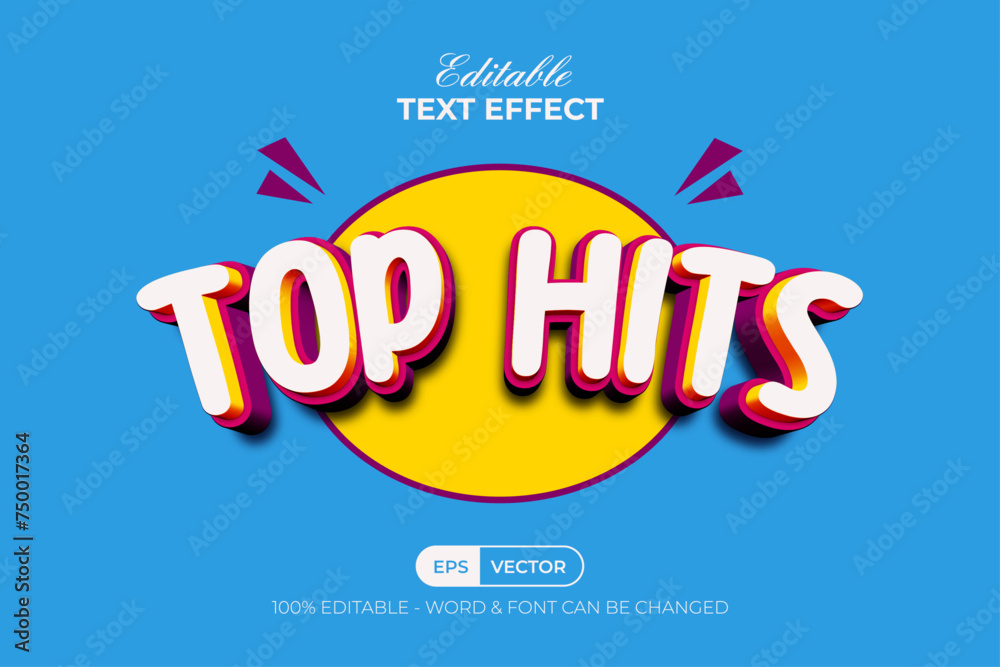 Top Hits Text Effect 3D Fun Style.
