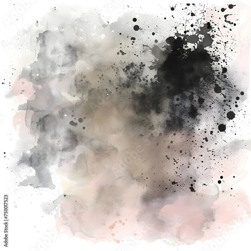 Monochrome art resembling a watercolor painting with black spots © Nadtochiy