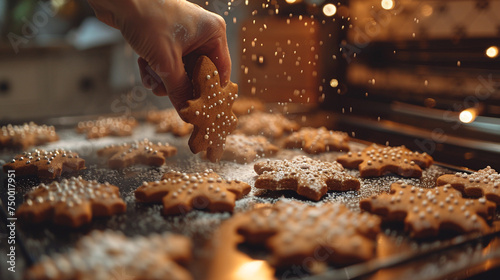 The sweet scent of gingerbread cookies baking, filling the kitchen with the warmth of holiday treats.