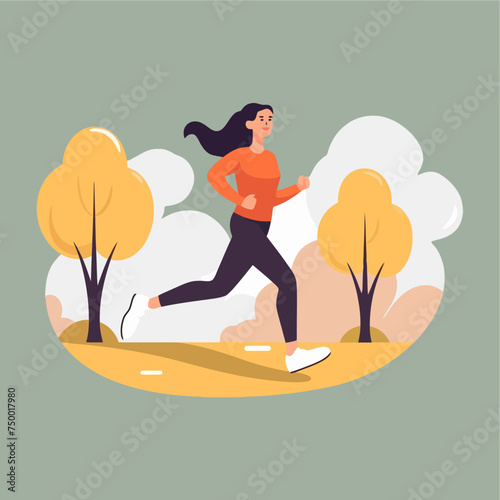 vector flat jogging in the park 
