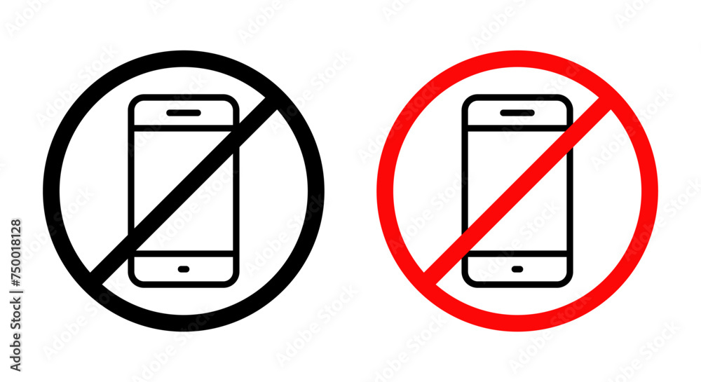Turn off mobile phone icon vector. No smartphone sign. Cellphone barring symbol Turn off mobile phone icon vector. No smartphone sign. Cellphone barring symbol