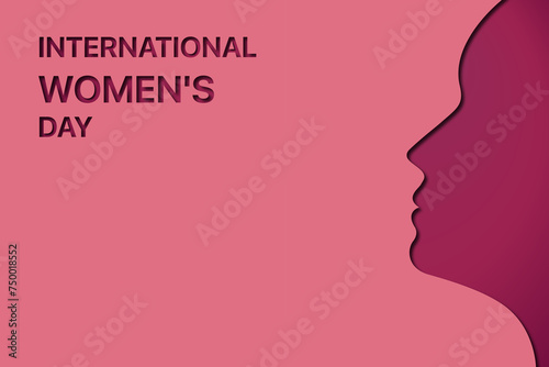 International Women's Day: a symbolic face of a woman on the right and the event title on the left against a vibrant purple-pink backdrop. © DilSpace