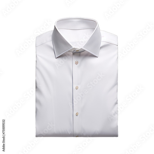 A crisp white dress shirt with blank label isolated on transparent background, png
