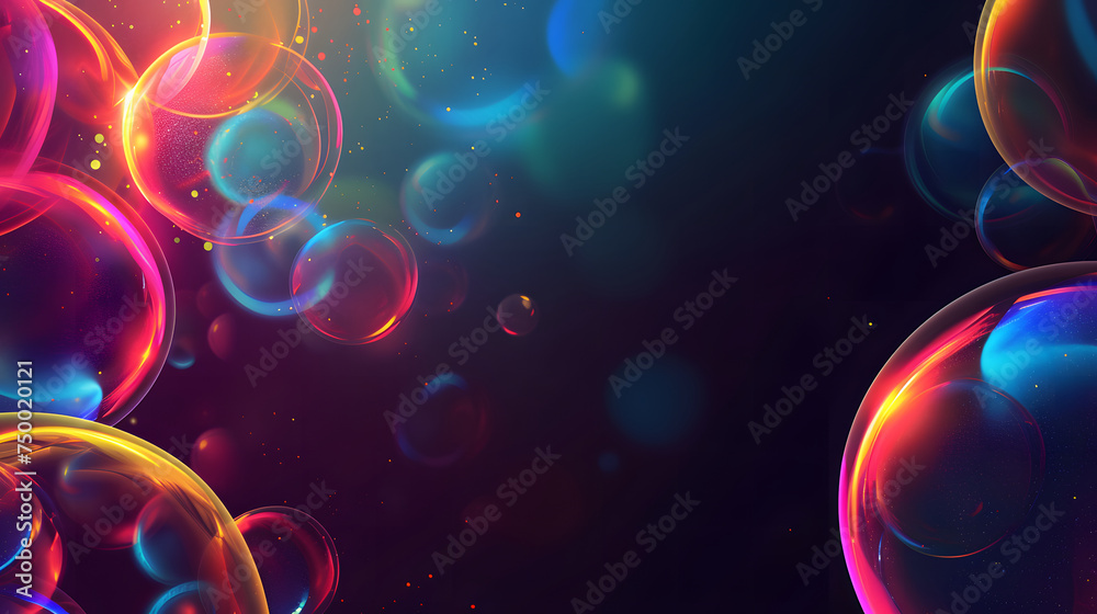 colorful bubble background with dark background and blur effect with copy space colorful bubble background with dark background and blur effect with copy space