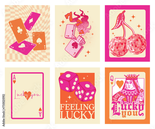 Retro Poker Wall Art: Ace, Queen, and Cherries