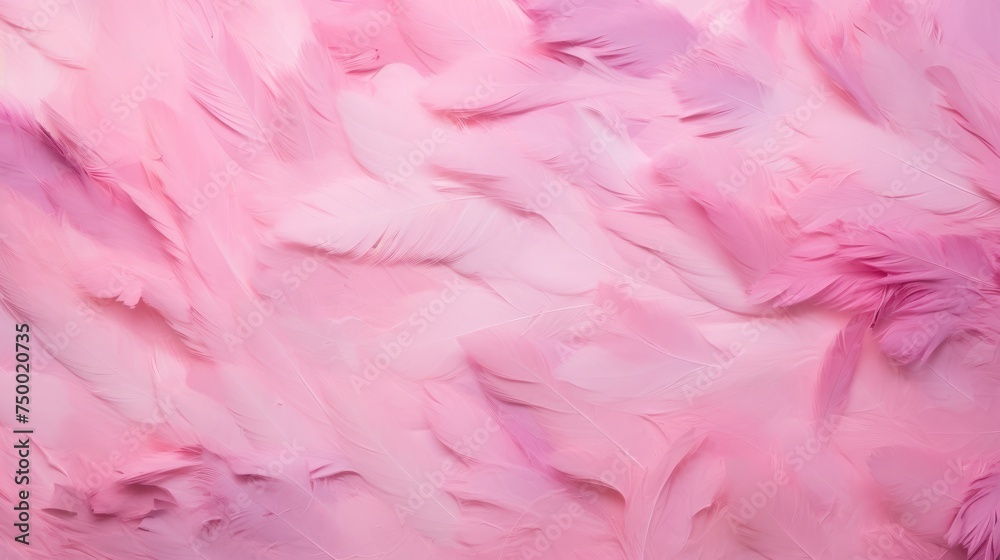 Bright colorful pattern, texture of pink feathers. A beautiful abstraction of colorful feathers.
