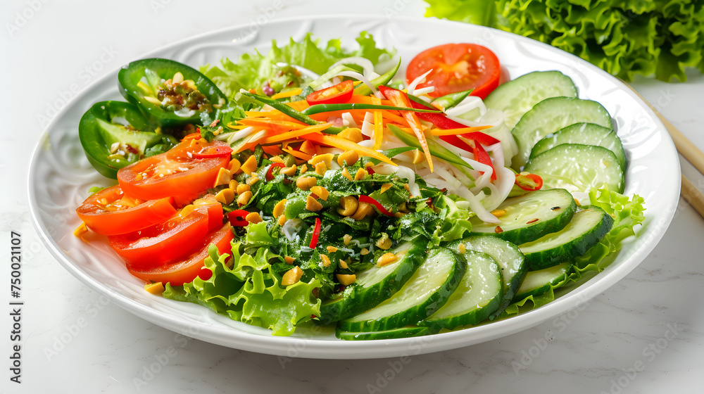 Fresh vegetable salad on white plate Fresh vegetable salad on white plate