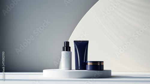 A photo showing blank cosmetic containers of varying sizes and shapes on a plain background