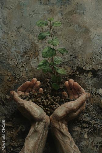Hands planting seedlings