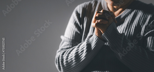 Christian life crisis prayer to god. Woman Pray for god blessing to wishing have a better life. woman hands praying to god with the bible. begging for forgiveness and believe in goodness.