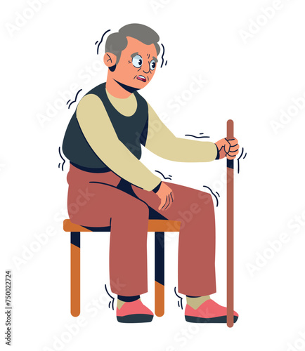 parkinson old man with cane