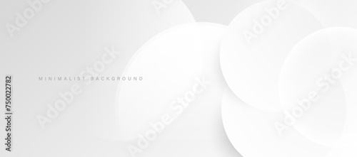 Abstract minimalist white background with circular elements vector.